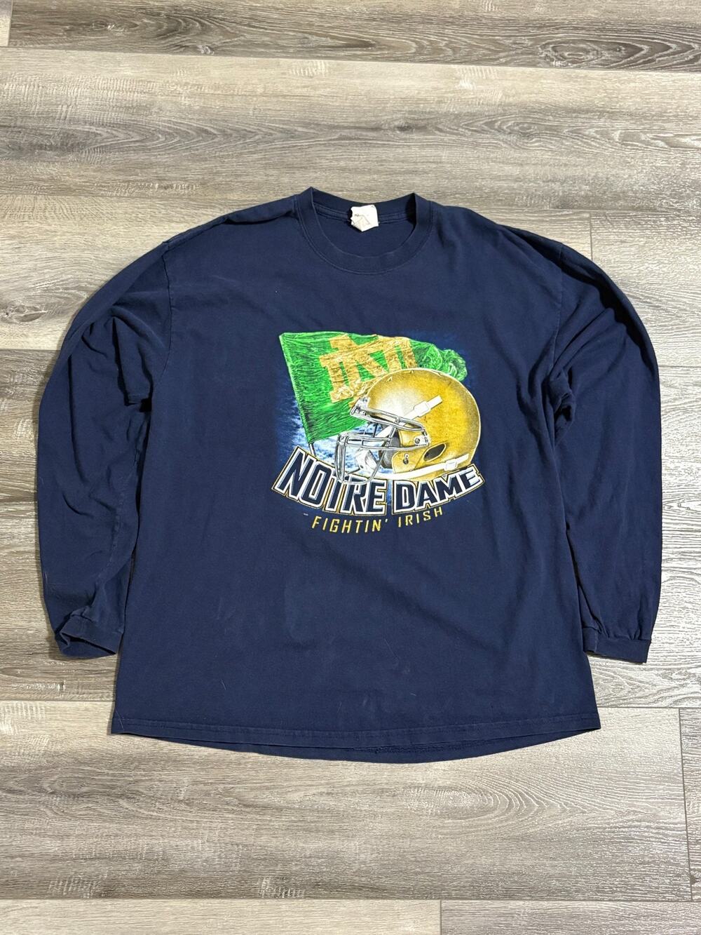 Vintage Red Oak Notre Dame Fighting Irish Long Sleeve College Retro - Men’s XL